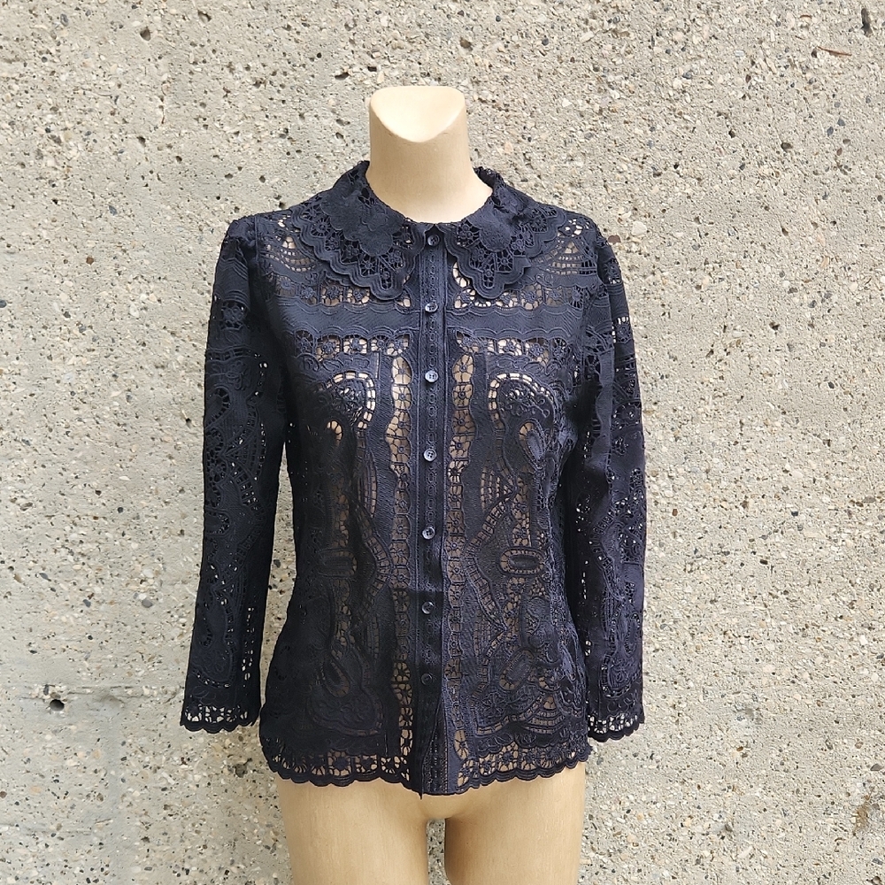 Joie black lace blouse